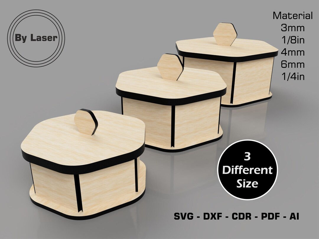 Laser Cut Decorative Wooden Gift Box Laser Cut Files Hexagon Etsy