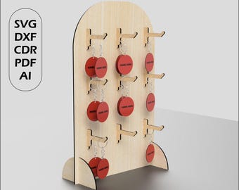 Keychain Display Stand Digital File , Laser Cut Files , Market Stall , Glowforge SVG