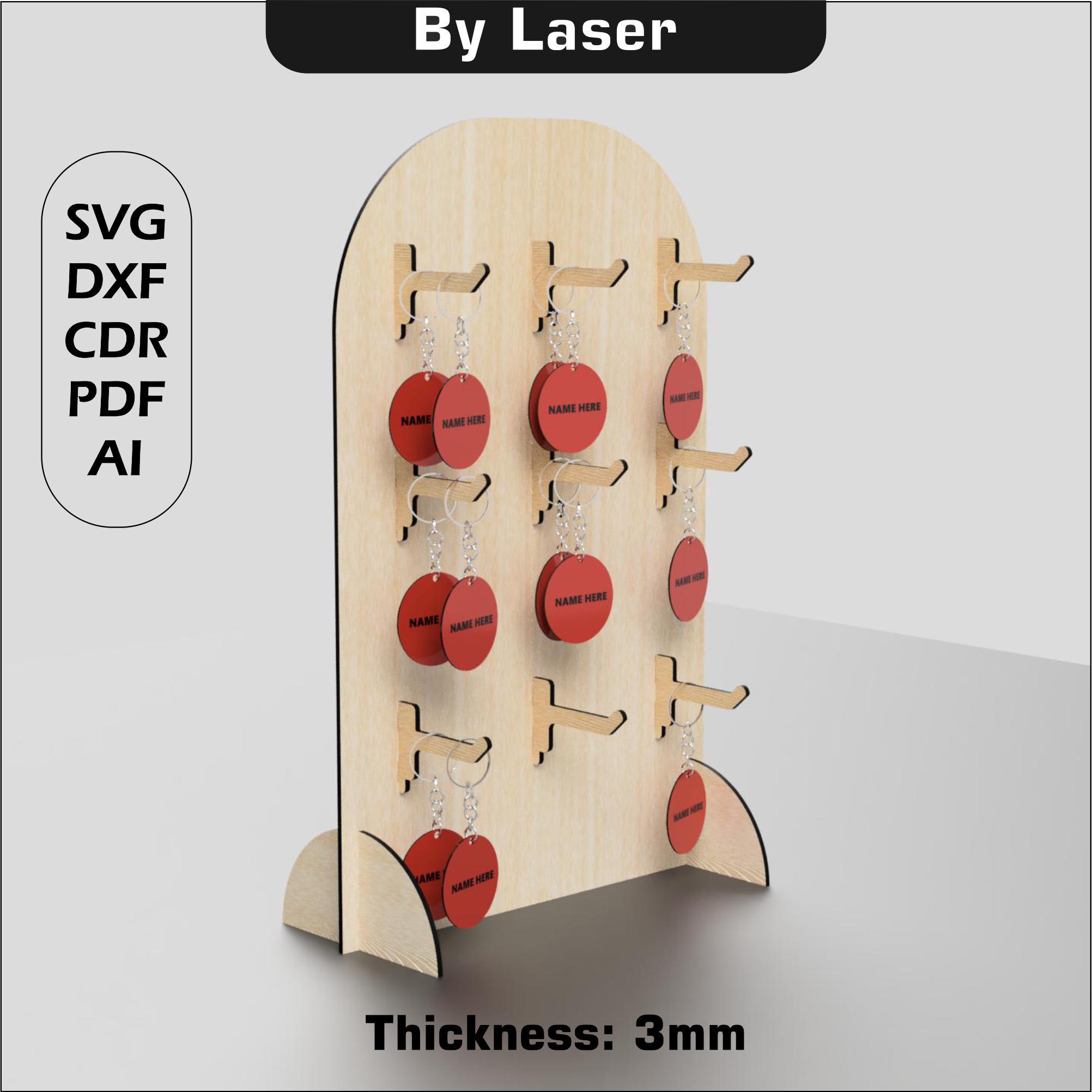 Keychain Display Stand Digital File , Laser Cut Files , Market Stall , Glowforge SVG