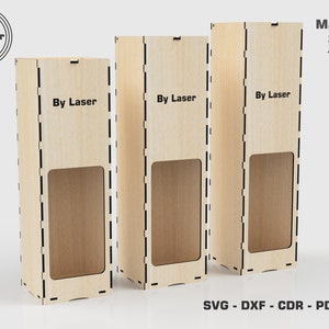 Laser Cut Wine Bottle Box SVG: 3 Sizes, Gift Box Template (Digital Download)