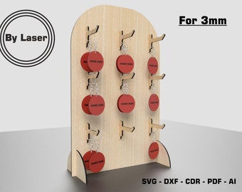 Fichier numérique de présentoir de porte-clés , Fichiers découpés au laser , Étal de marché , Glowforge