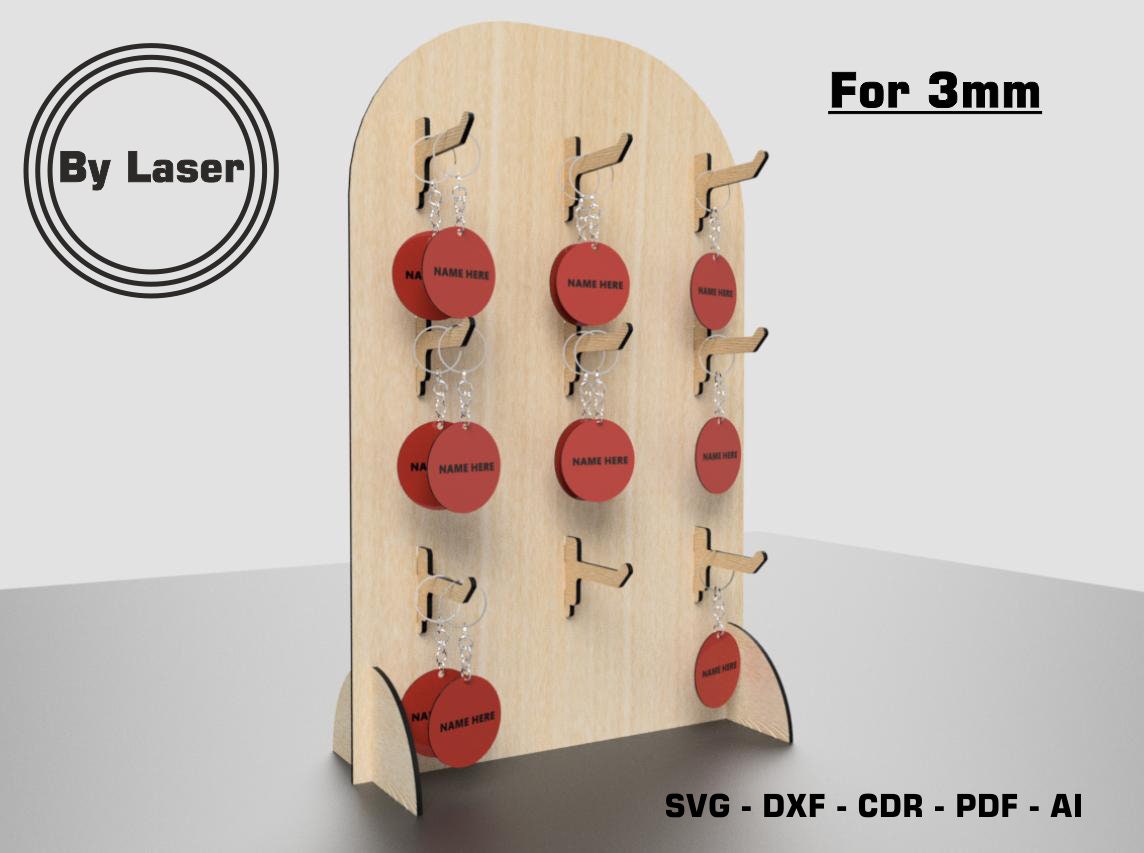 12 Tier Keychain Display Stand Laser SVG Graphic by ZenDesignsByB ·  Creative Fabrica