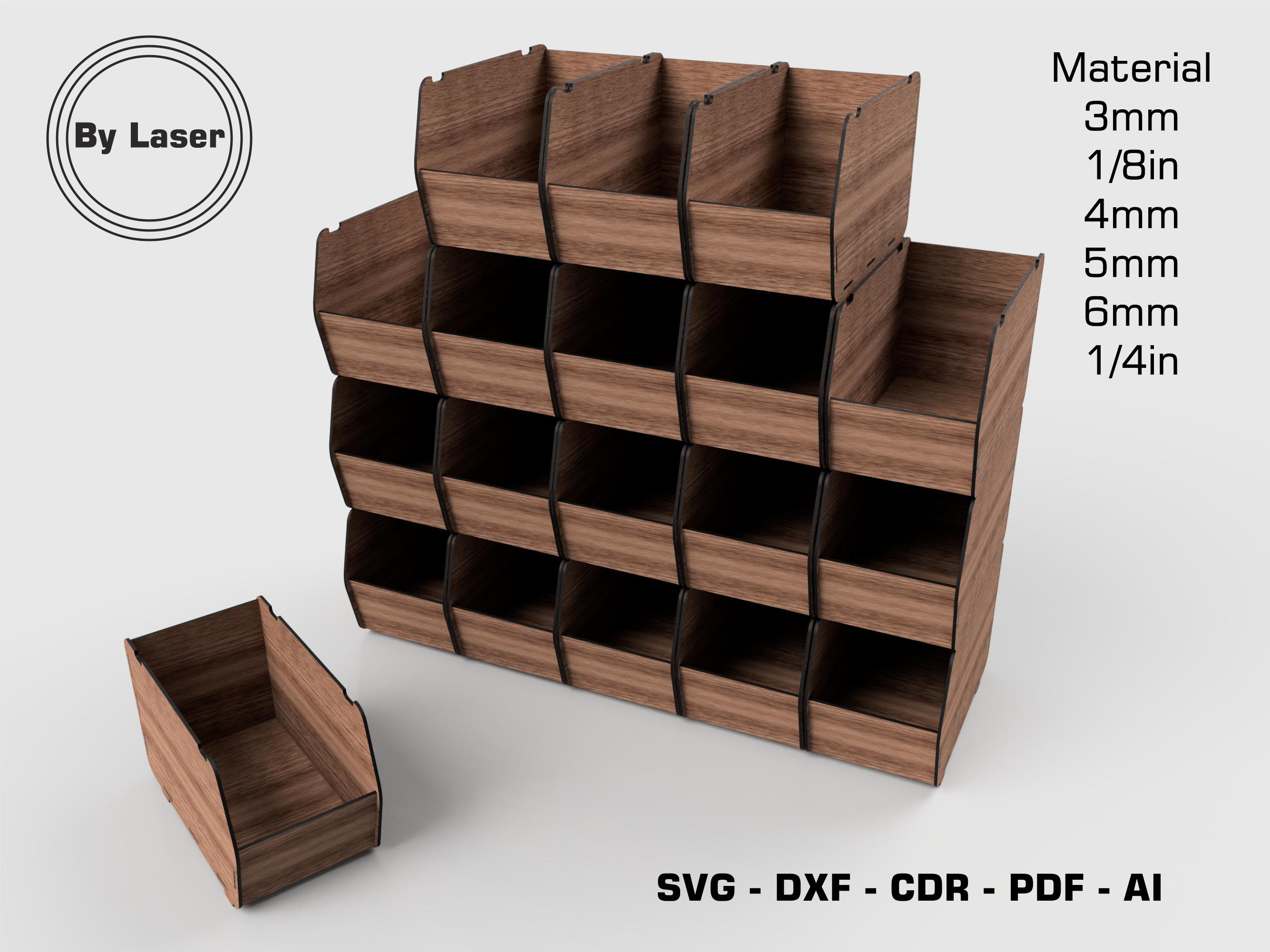 DIY Wall Mounted Metal Storage Bins (Adjustable System, DXF Cut Files)