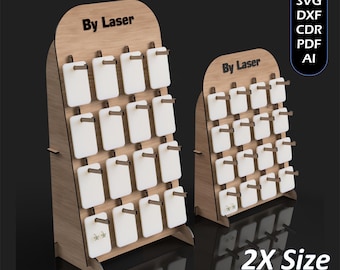 Archivos para exhibidores de aretes cortados con láser, organizador de joyas, SVG, DXF y PDF