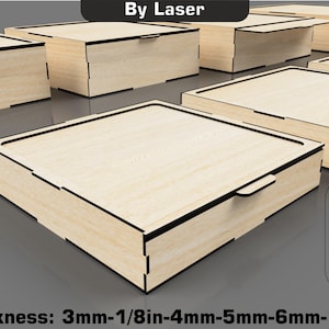 Laser geschnittene große Schiebedeckelbox Bundle, 6 Designs, Laserschnitt Geschenk Aufbewahrungsboxen, DXF, SVG-Dateien