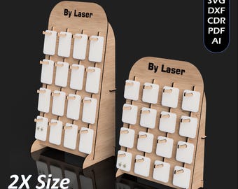 Laser Cut Earring Display Stand Files, Jewelry Organizer Holder, SVG DXF PDF