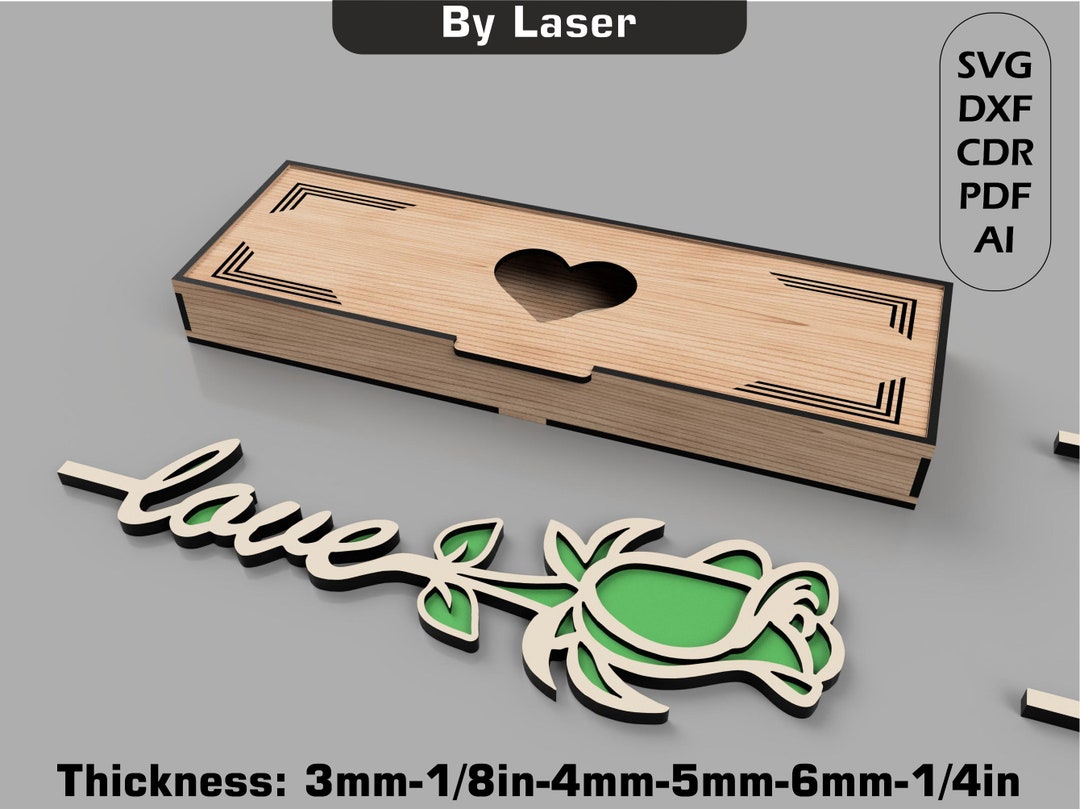 Boxed Flower Gift Laser Cut Svg Files, Two Layered Rose Laser Cut Gift ...