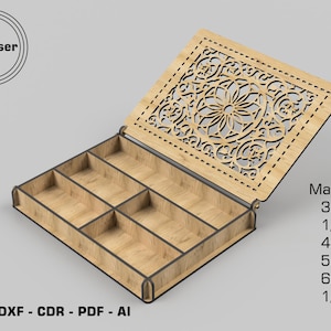Decorative Gift Box Svg, Jewelry Box Flip Up Lid,Laser Cut Files, Glowforge File DXF PDF