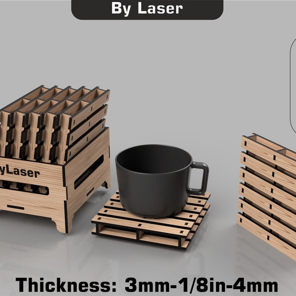 Boxed Pallet Coaster Svg-bestanden, vectorbestanden voor houtlasersnijden