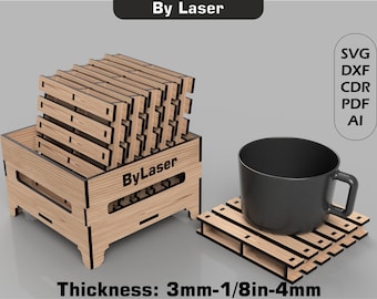 Laser Cut Pallet Coaster Files, Wooden Coasters, Glowforge File SVG DXF PDF