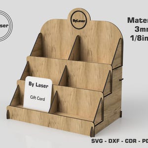 3-stufiger Geschenkkartenständer für Laserschnittdateien - 3 mm - 1/8-Zoll-Versionen - Glowforge SVG