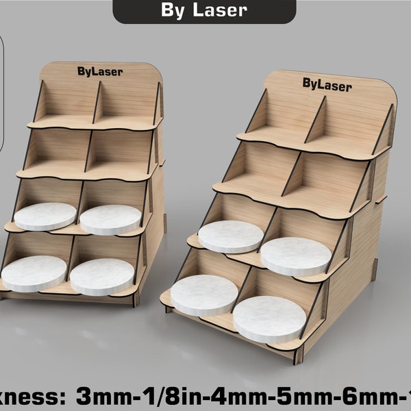 Retail Coaster Counter Display Stand, 8 Pocket - 4x4 inch Pockets - Laser Cut Files SVG