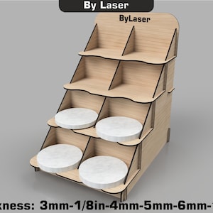 Onderzetter displaystandaard voor lasergesneden bestanden, 8 vakken, 4 x 4 inch vakken, Glowforge-bestand SVG DXF