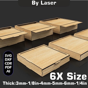 Archivadores grandes con tapa deslizante cortados a láser, paquete de cajas de almacenamiento, archivo Glowforge SVG DXF