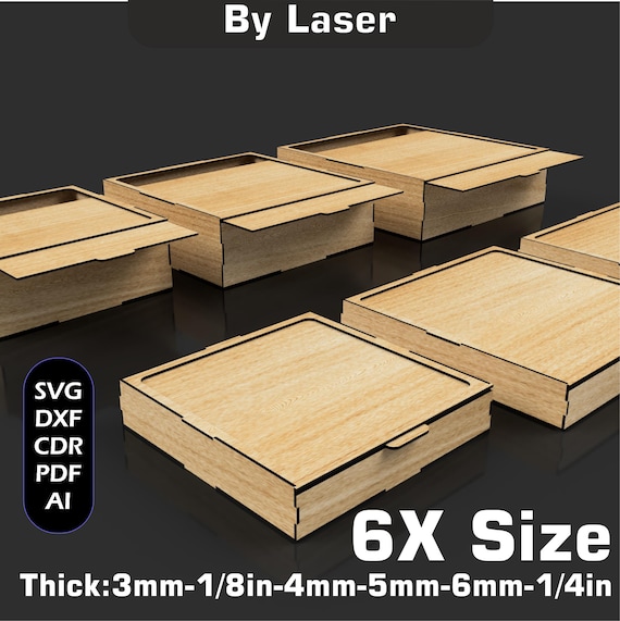 Laser Cut Big Sliding Lid Box Files, Storage Box Bundle,Glowforge File Svg Dxf