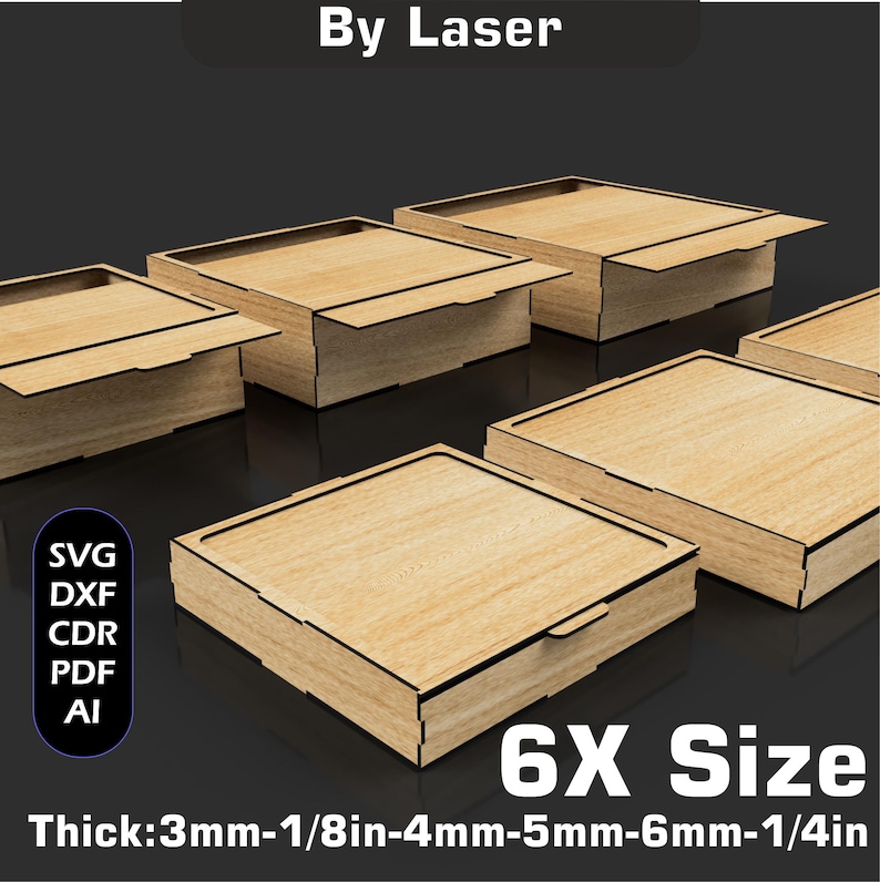 Laser Cut Big Sliding Lid Box Files, Storage Box Bundle,Glowforge File Svg Dxf