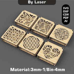 Dekorative Holzkiste Laser Cut Dateien, Klappdeckel Aufbewahrungsbox, 3 verschiedene Materialien, Laserschnittdateien Glowforge SVG