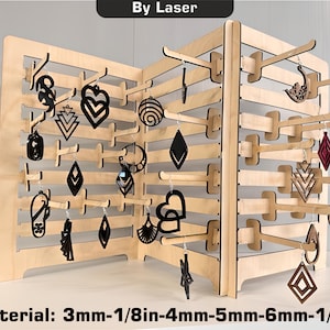 Porte-clés et bijoux présentoir réglable Svg - Fichiers découpés au laser - Fichiers Glowforge - Présentoir d’ornements - Extensible à l’infini