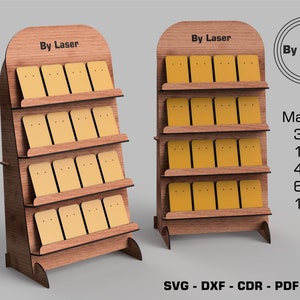 4 Layers Earring Display Stand with Earring Card , Postcard Counter Display Stand , Laser Cut Files , Glowforge SVG File