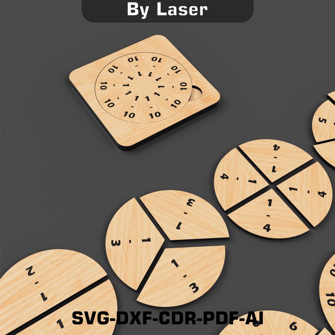 Laser Cut Games Montessori Fractions Toy Files, Wooden Toys, Glowforge ...