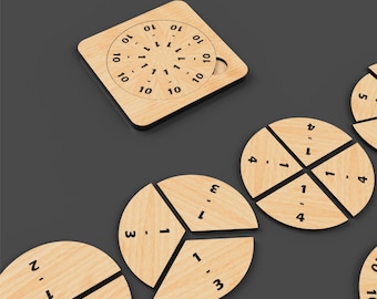 Montessori Fractions Toy SVG Laser Cut Files: Wooden Toys (Digital Download)