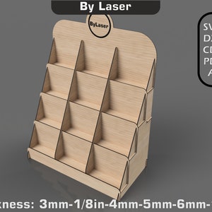 Aanrecht sticker displaystandaard lasergesneden svg-bestanden, vectorhoutsnijpatronen voor detailhandel en ambachtelijke shows