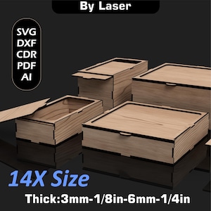Laser Cut Boxes with Slide Lid box, 14X Size, Wooden Keepsake Box Files SVG