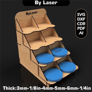 Laser Cut Coaster Display Stand Files, 8 Pocket, 4x4 inch Pockets, Wooden Coasters SVG