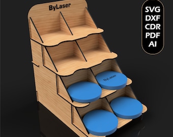 Laser Cut Coaster Display Stand Files, 8 Pocket, 4x4 inch Pockets, Wooden Coasters SVG