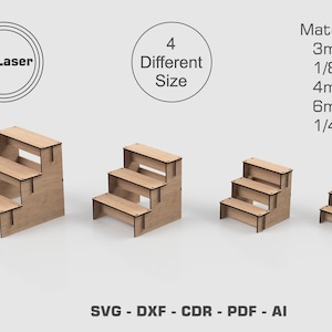 3 Shelf Retail Counter Display Stand for Laser Cut Files, Cupcake Holder, Laser Cutting Files, Glowforge SVG