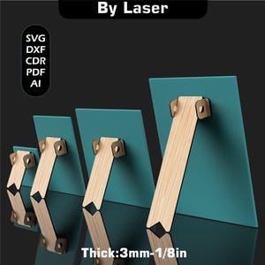 Lasergesneden houten ezel standaard ondersteunt bestanden, fotolijst displaystandaard, Glowforge-bestand SVG