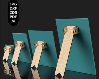 Laser Cut Wooden Easel Stand Backs Files, Picture Frame Display Stand, Glowforge File SVG