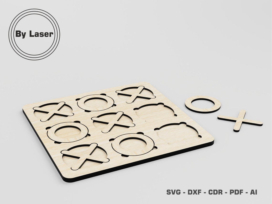 Tic Tac Toe Board Game Laser Cut Files Laser Cutting Board Etsy