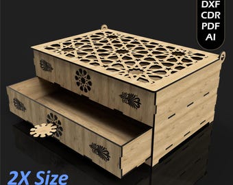 Laser Cut Chest of Drawers Box Files , Wooden Jewelry Box, Desktop Organizer Svg