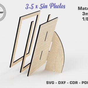 3.5x5&quot; Photo Frames SVG, Laser Cut Files  - Wood Picture Frames - Glowforge File DXF