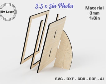 Cornici per foto 3,5x5&quot; SVG, file tagliati al laser - Cornici in legno - File Glowforge DXF