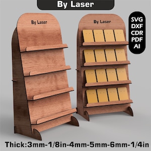 Espositore per orecchini a 4 strati in formato SVG con scheda per orecchini, espositore da banco per cartoline, file tagliati al laser, file Glowforge