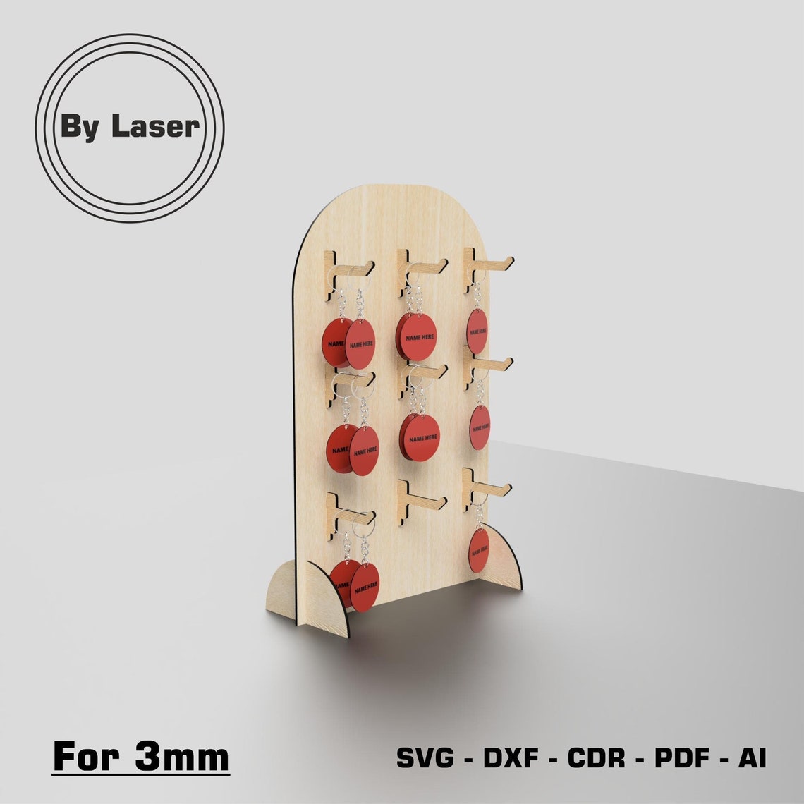 Keychain Display Stand Digital File Laser Cut Files Market Etsy