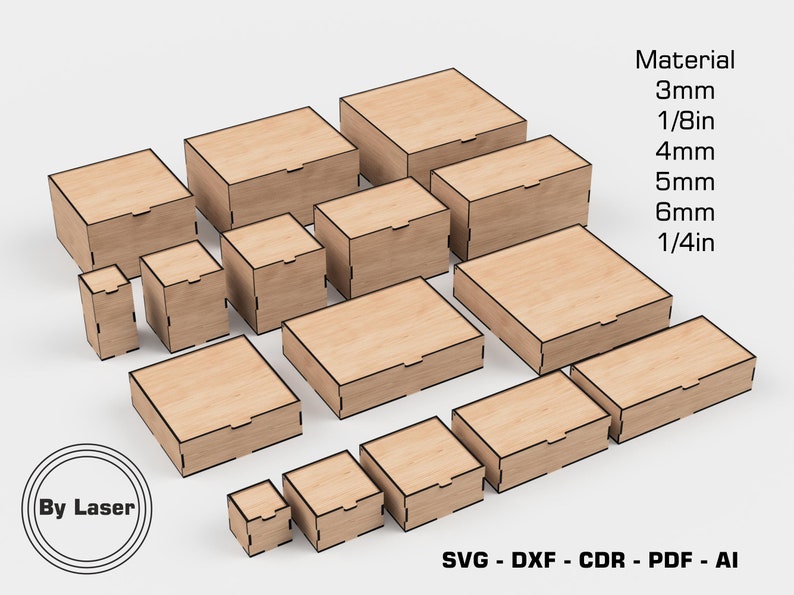 Laser Cut Box With Flip up Lid Storage Box 16 Different Etsy