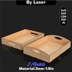 Dekoratives Tablett Laser Cut Files: 3 mm & 1/8 "Material Digitaler Download (SVG DXF PDF)