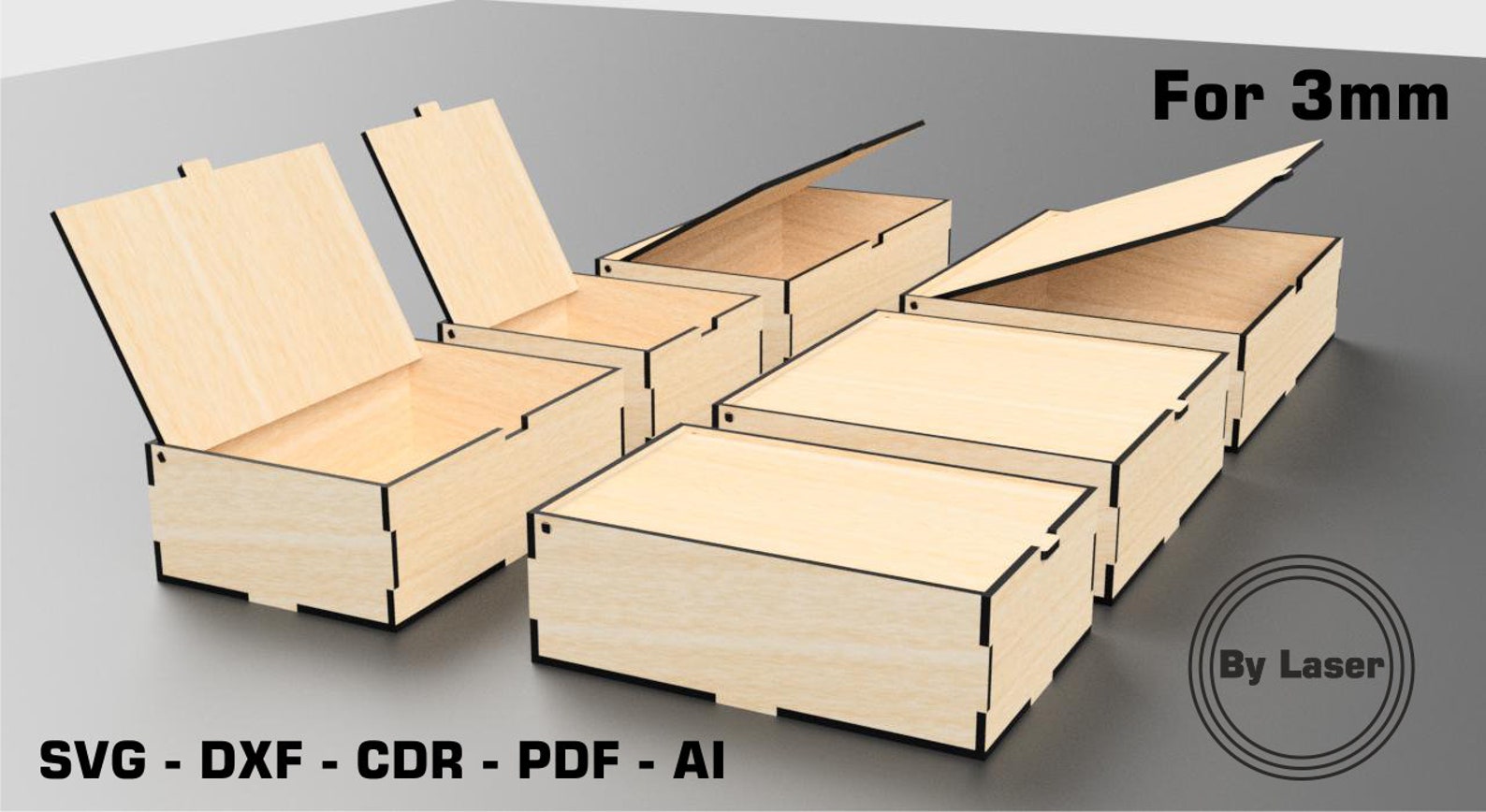 Laser Cut Box With Flip Lid Six Different Size Box for 3mm Etsy Australia