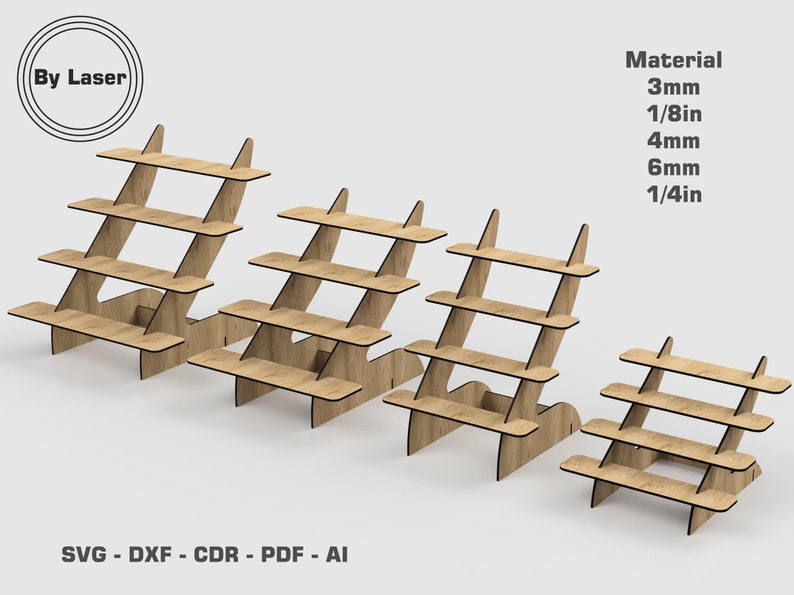 Crafting Display Stand Laser Cut Files Cupcake Stand 4 Different Size Portable Display Stand Glowforge SVG DXF EPS image 1