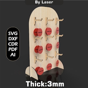 Archivos de expositor de llaveros cortados con láser, para puestos de mercado, Glowforge SVG DXF PDF