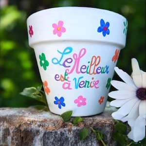 Pot de fleurs en terre cuite peint main Cache-pot, pot de plante extérieur/intérieur pot décoré cadeau fête des mères deco terracotta maison