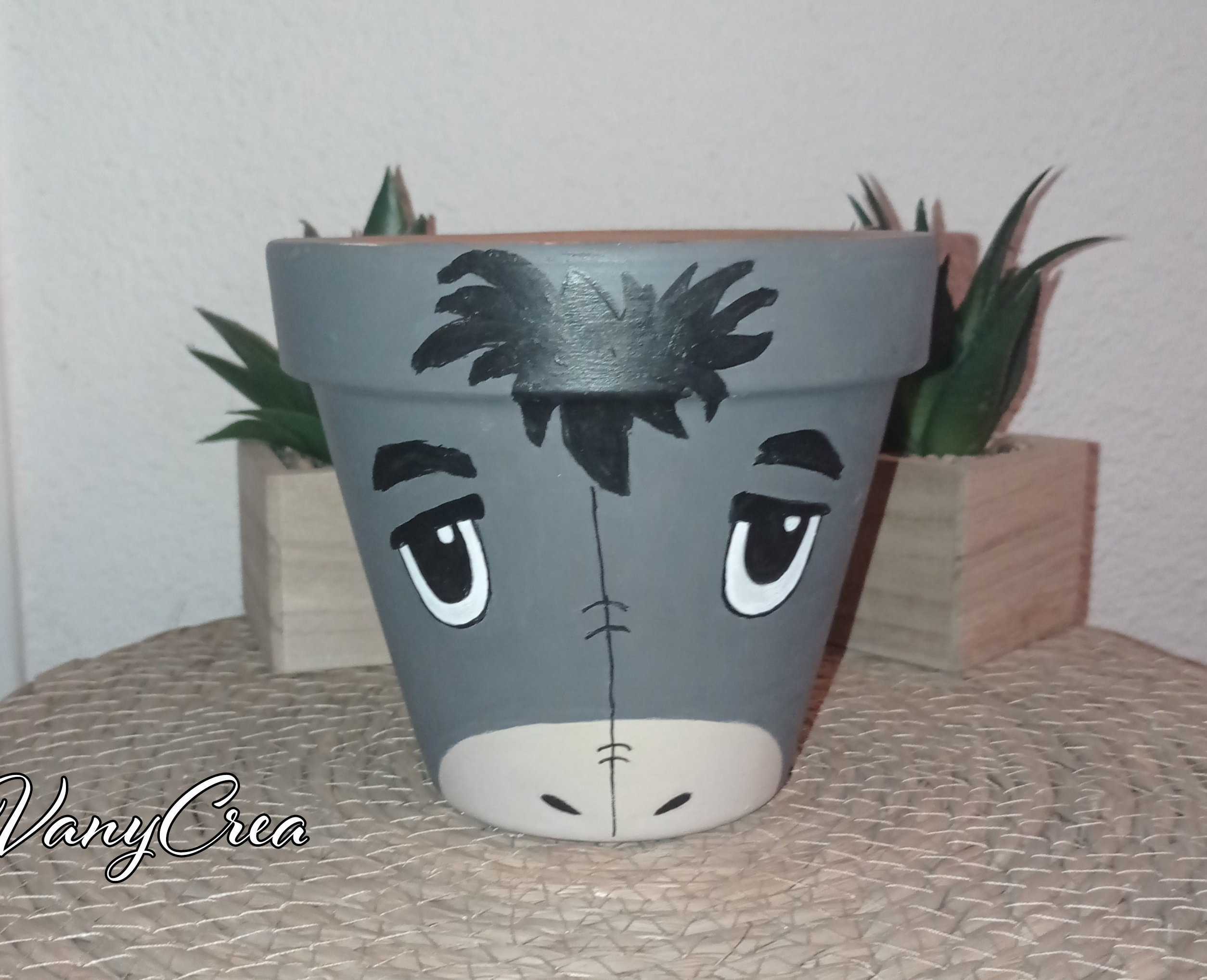 Pots en terre cuite Pot de fleur peint à la main verni cache-pot plante