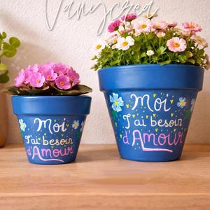 Pot de fleur message personnalisé, cache pot peint main, cadeau femme original, idée cadeau amour humour, deco plante interieur / exterieur
