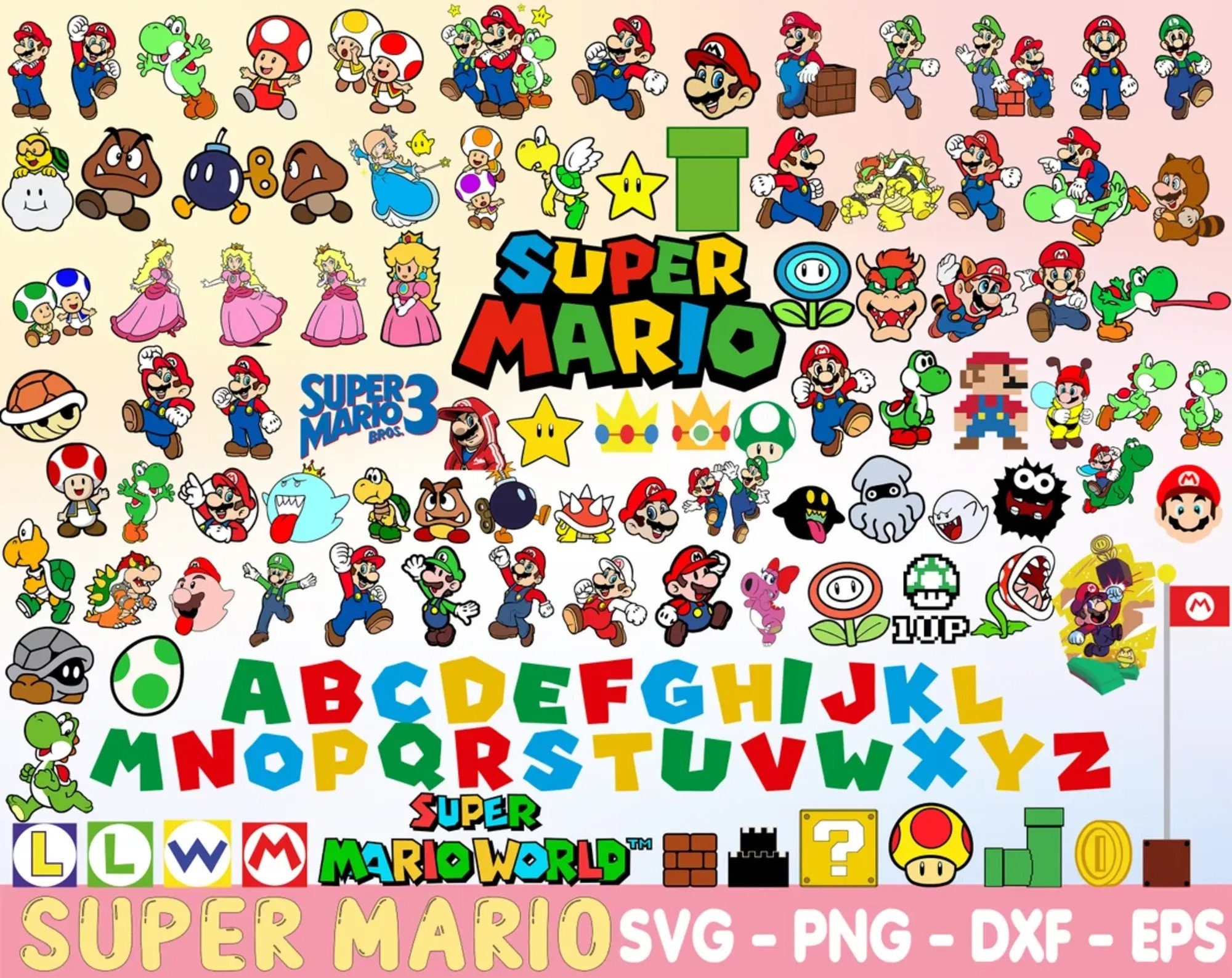 Super Mario Svg Mario Svg Files for Cricut Mario Svg Bundle Etsy Canada