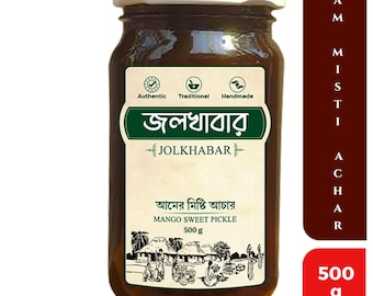 Aam Misti Achar-verpakking van 500 g | Zoete augurk met mango | Authentiek traditioneel handgemaakt | Bengaals recept