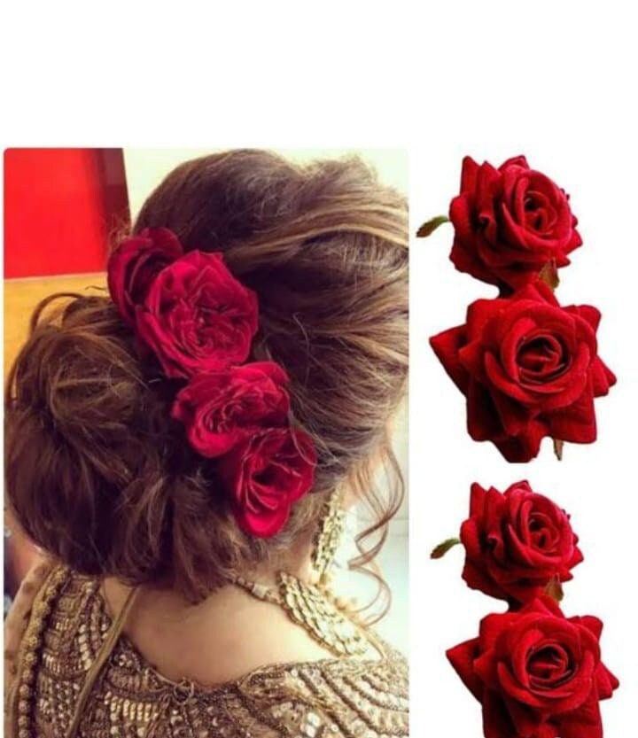 Buy Hair Accessories - Artificial Red Rose Flower Gajra & Buns –  Jazzandsizzle