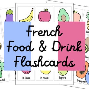 French Food and Drink Printable Flashcards. Educational resource to learn French words with colouring for parents & teachers.